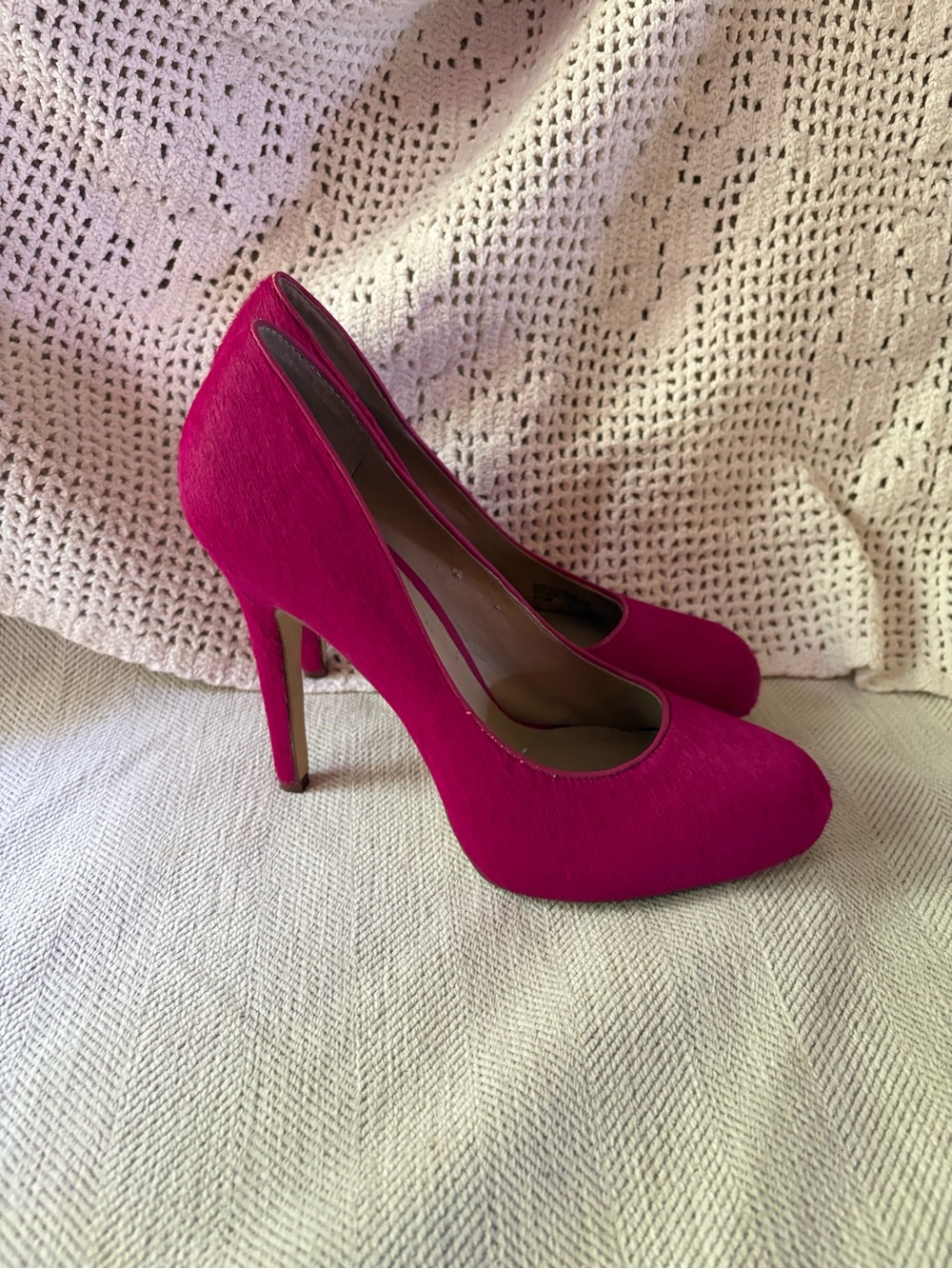 Women's Fuchsia faux pony High Heel Pumps